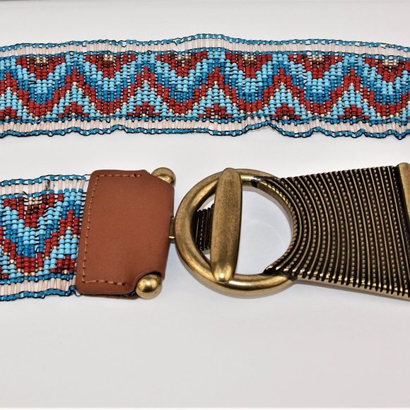 🗿BOHO Native American Pattern Beaded Elastic Belt - Picture 4 of 5